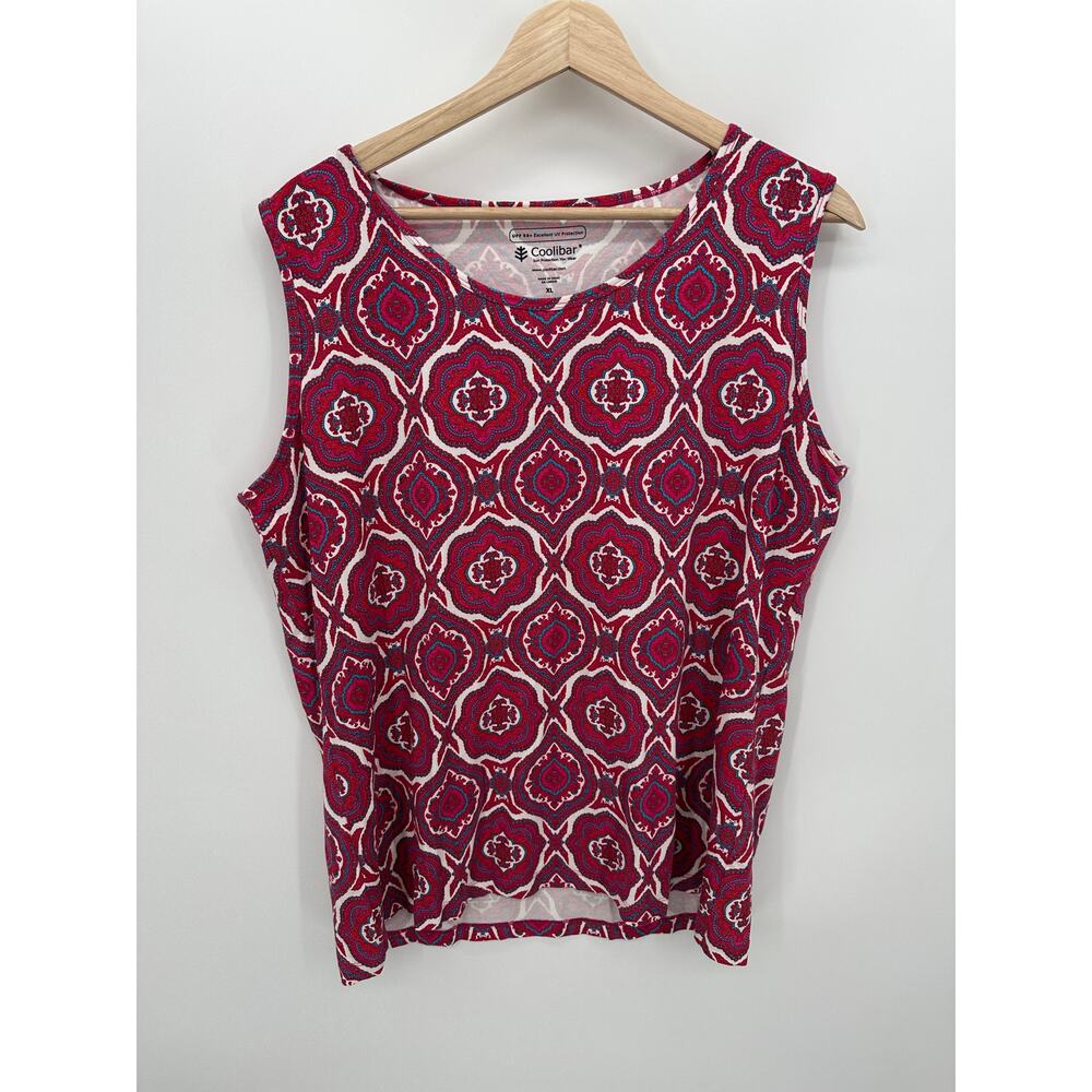 Coolibar Morada Tank Women Pink Red Floral UPF 50 Size XL Outdoors UV Protection